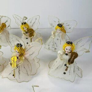Delta Novelty Vintage Ornaments Japan Angels Violin Lot 11 Pink White